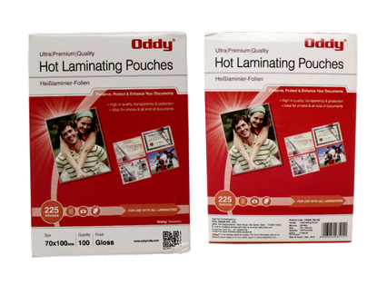 Picture of Oddy Hot Glossy Lamination Pouch - 70 X 100mm - 225 Microns - ID Card Size
