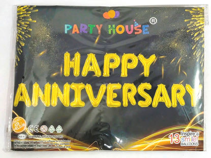 Picture of Happy Anniversary Foil Golden Ballons